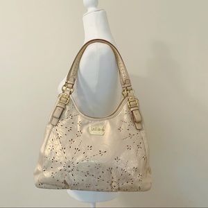 Coach Madison Maggie Gold Leather Cut-Out Bag
